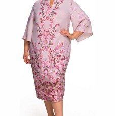 Платье-футляр из плотного крепа с купонным принтом "сакура"