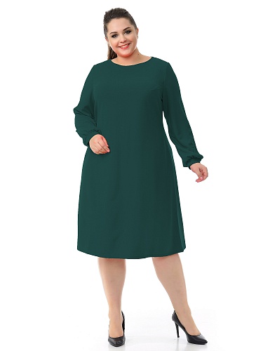 Платье А-силуэта из крепа с эластаном, зеленое