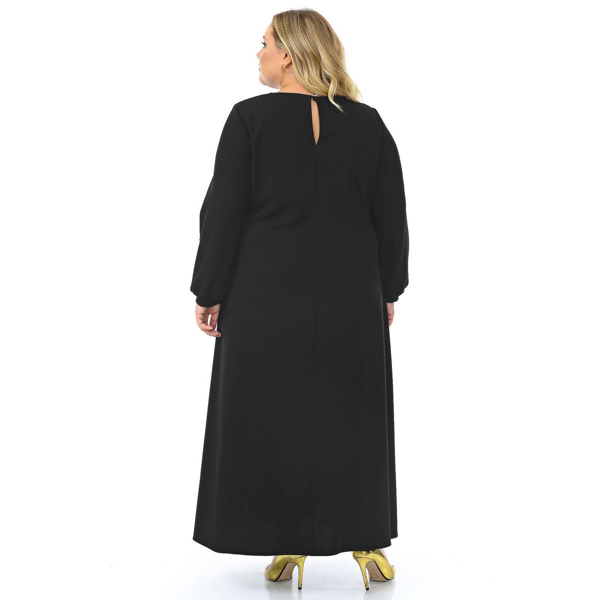 Платье длинное А-силуэта, из крепа с эластаном, черное