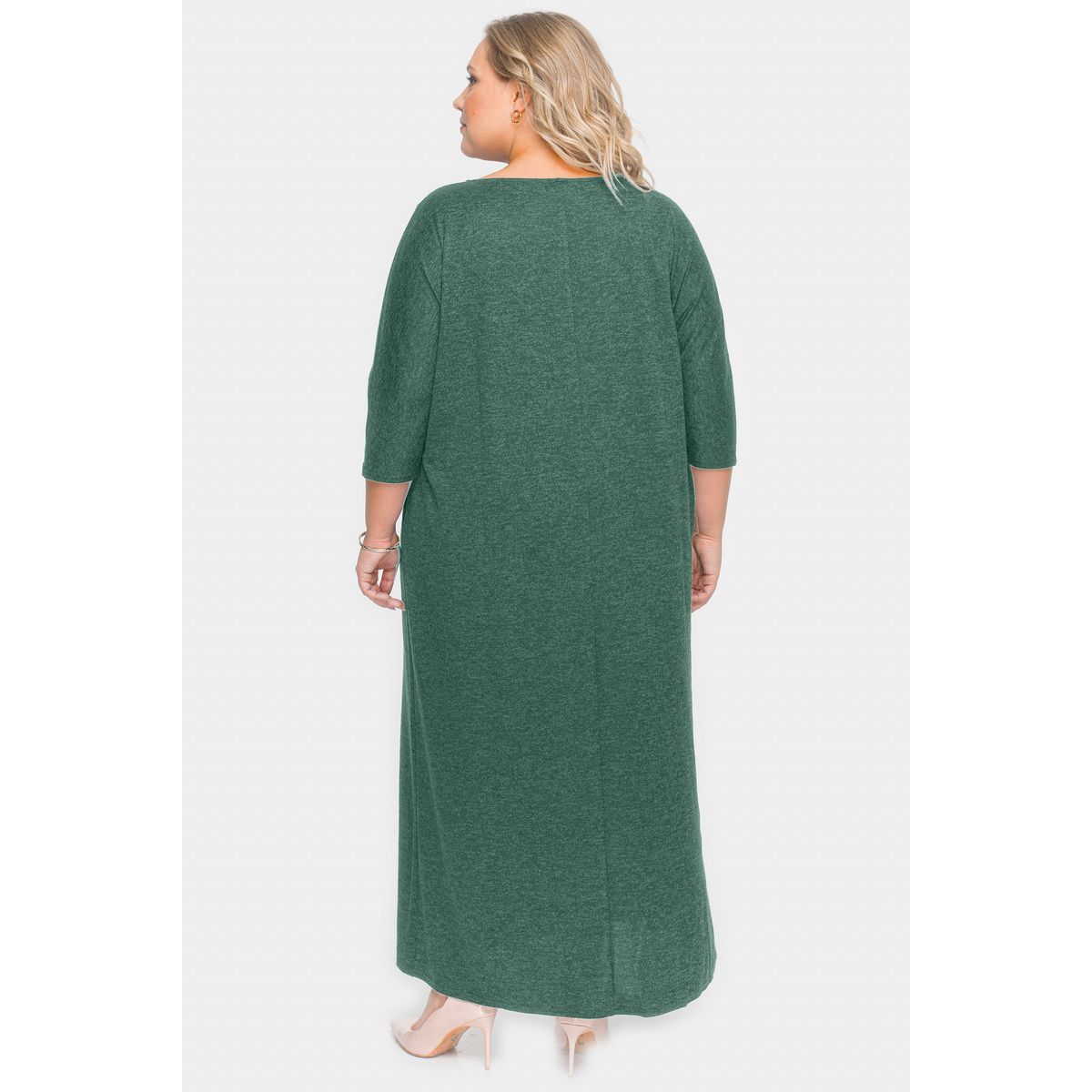 Платье длинное из зеленого меланжа