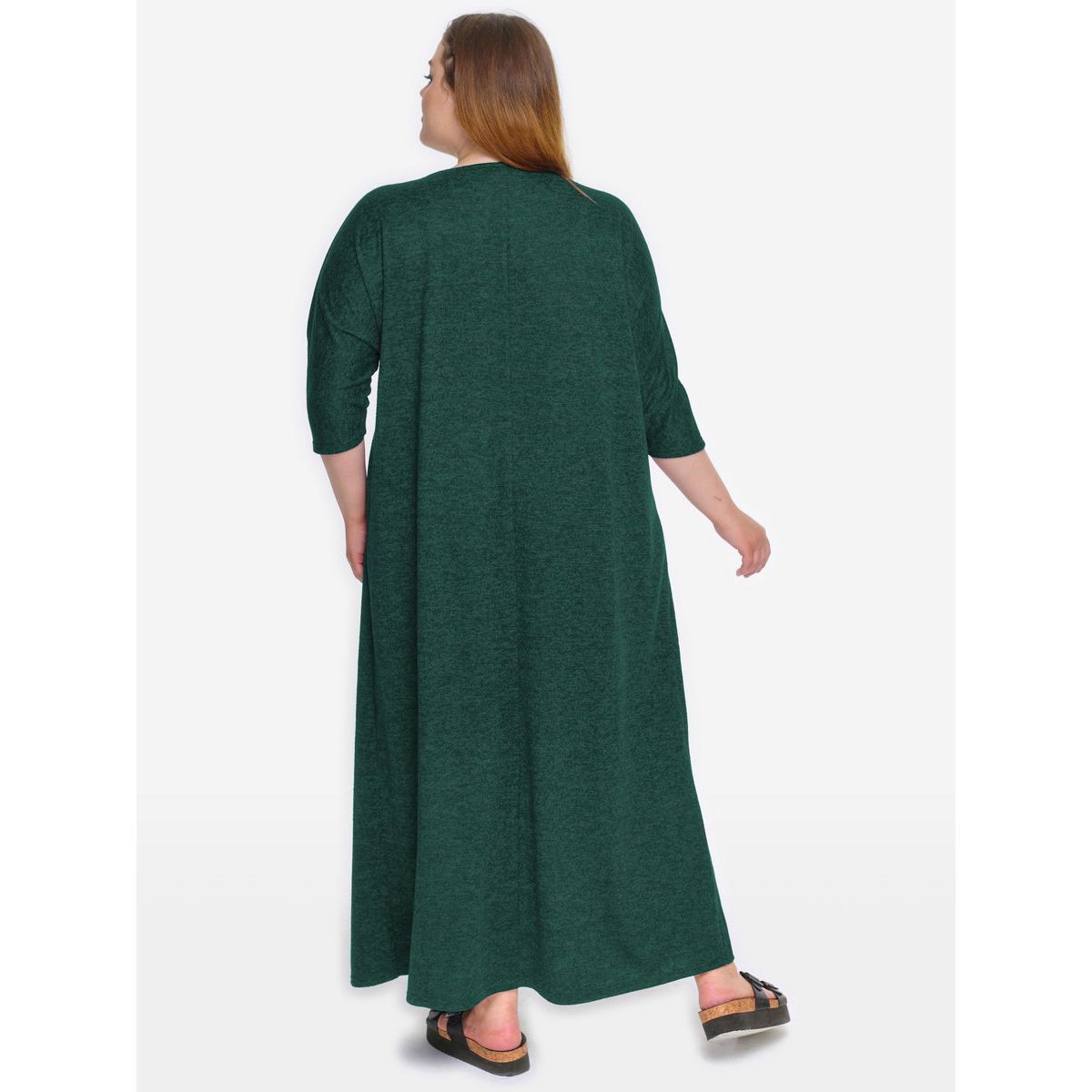 Платье из джерси, зеленый меланж, комбинированное с серым